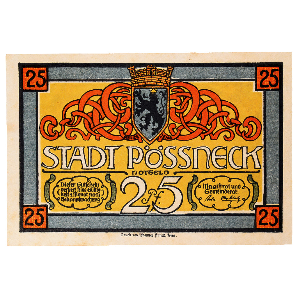 Banconote, Germania, Possneck, 25 Pfennig, personnage, 1921, SPL-, Mehl:1066.1