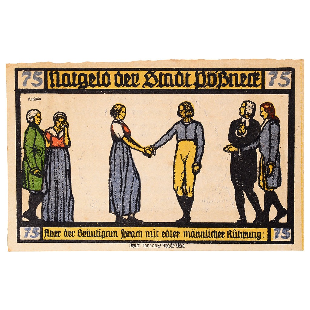 Banknot, Niemcy, Possneck, 75 Pfennig, Eglise 1921-07-31, AU(55-58) Mehl:1066.3