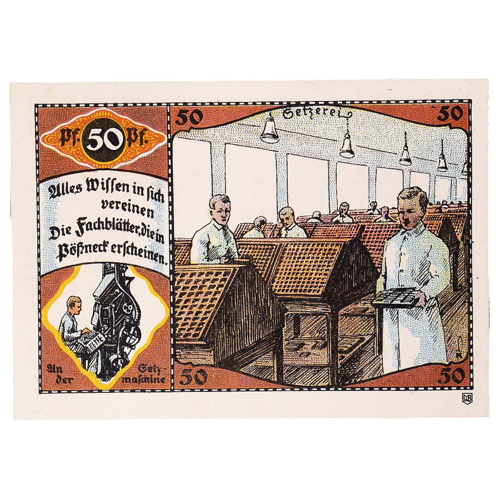 Banconote, Germania, Possneck, 50 Pfennig, Usine, 1921, SPL, Mehl:1066.6