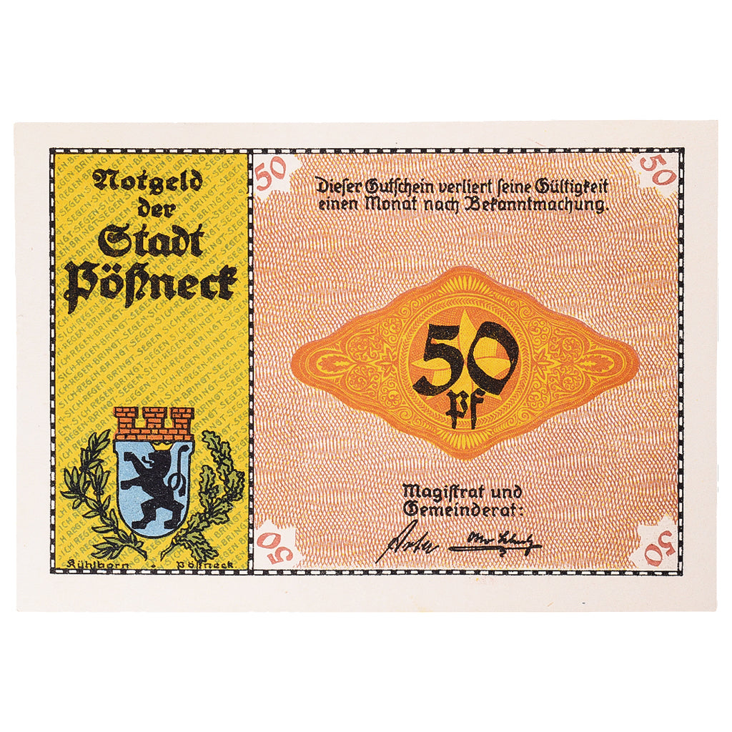 Banconote, Germania, Possneck, 50 Pfennig, chocolaterie 1921, SPL, Mehl:1066.6