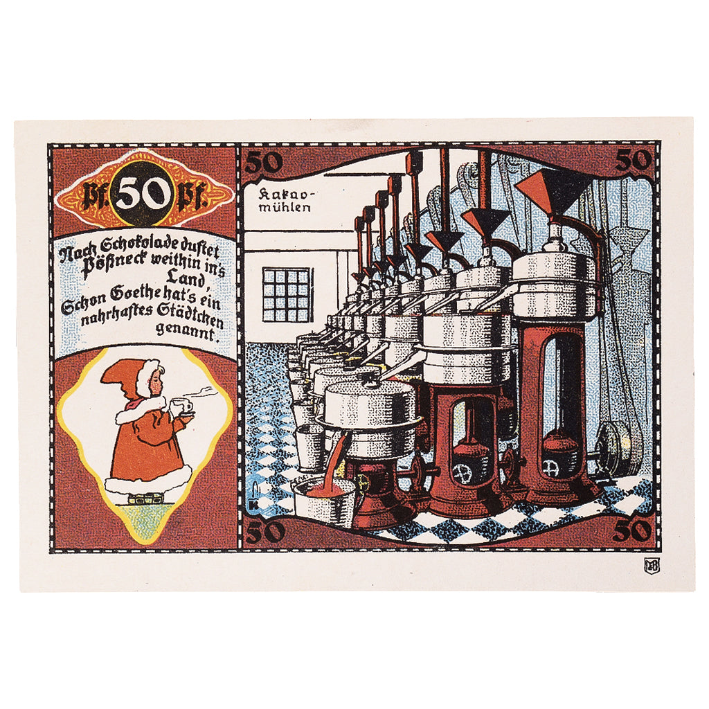 Banconote, Germania, Possneck, 50 Pfennig, chocolaterie 1921, SPL, Mehl:1066.6