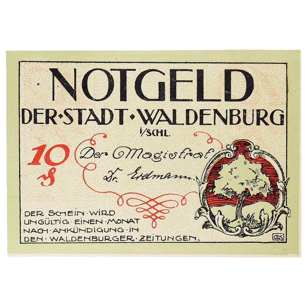 Banconote, Germania, Waldenburg, 10 Pfennig, Usine, 1920, SPL, Mehl:W3.14a