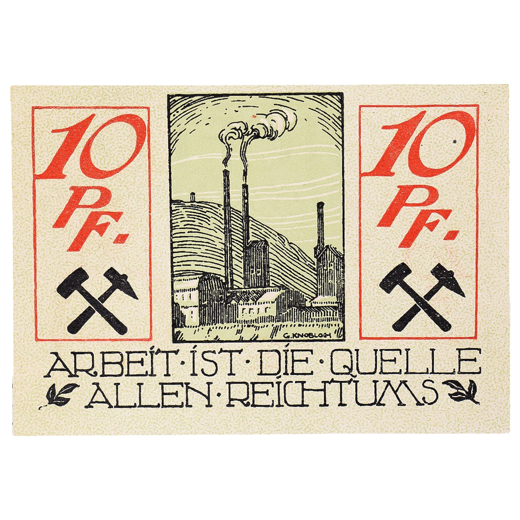 Banconote, Germania, Waldenburg, 10 Pfennig, Usine, 1920, SPL, Mehl:W3.14a