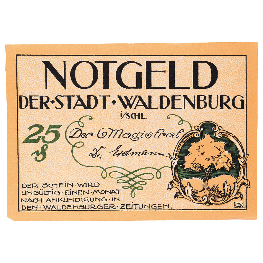 Banknote, Germany, Waldenburg, 25 Pfennig, Eglise, 1920, UNC(63), Mehl:W3.14a