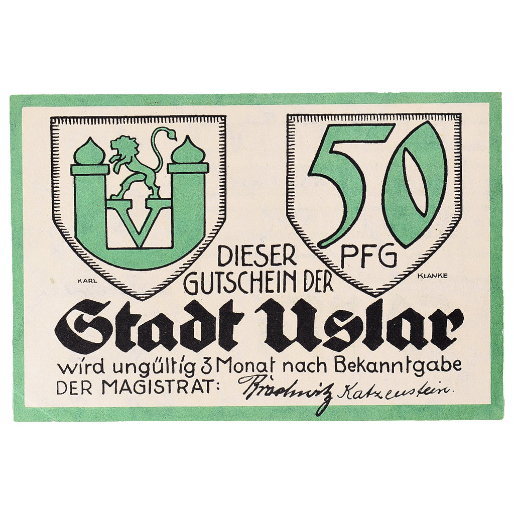 Banconote, Germania, Uslar, 50 Pfennig, personnage, 1921, SPL, Mehl:1355.2