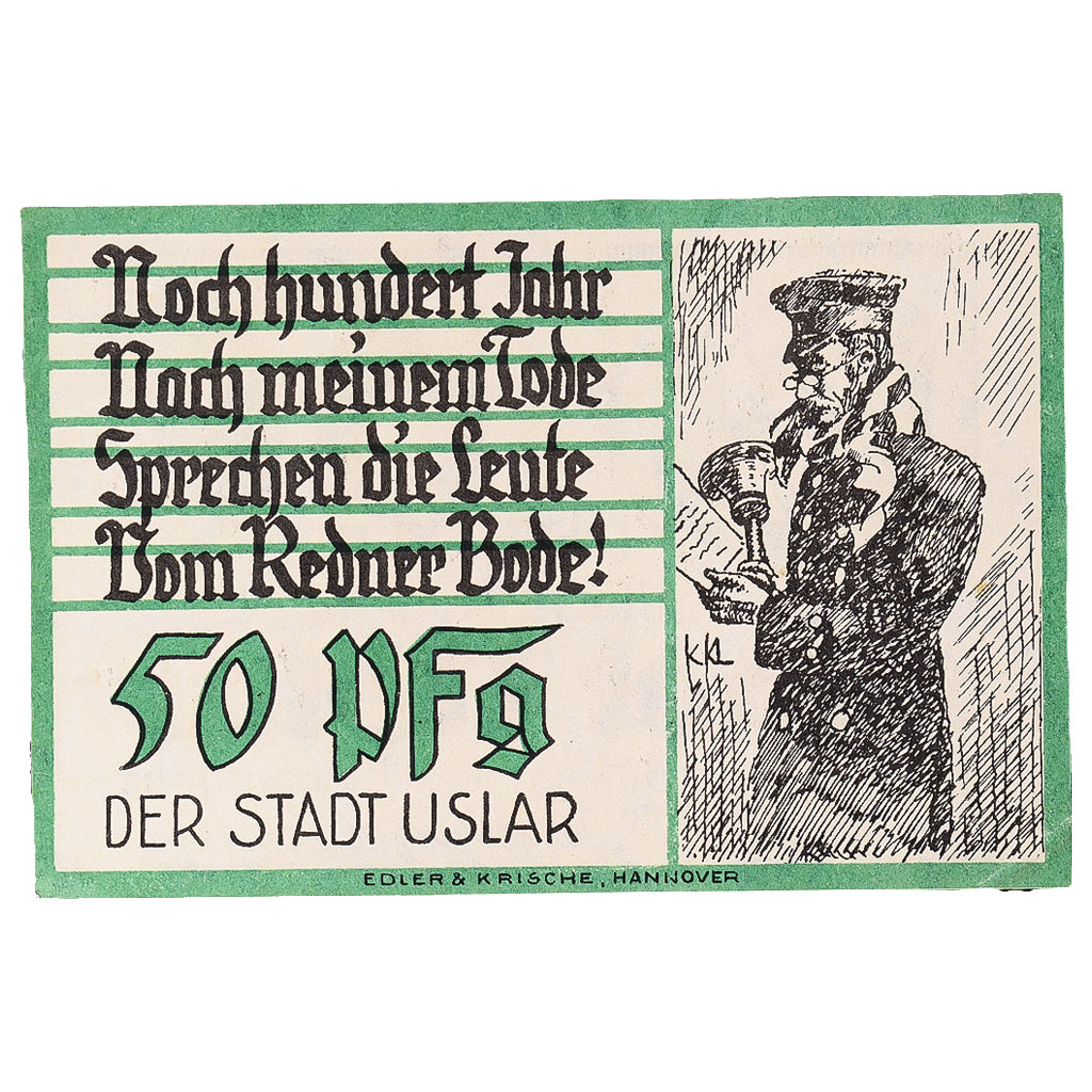 Banconote, Germania, Uslar, 50 Pfennig, personnage, 1921, SPL, Mehl:1355.2