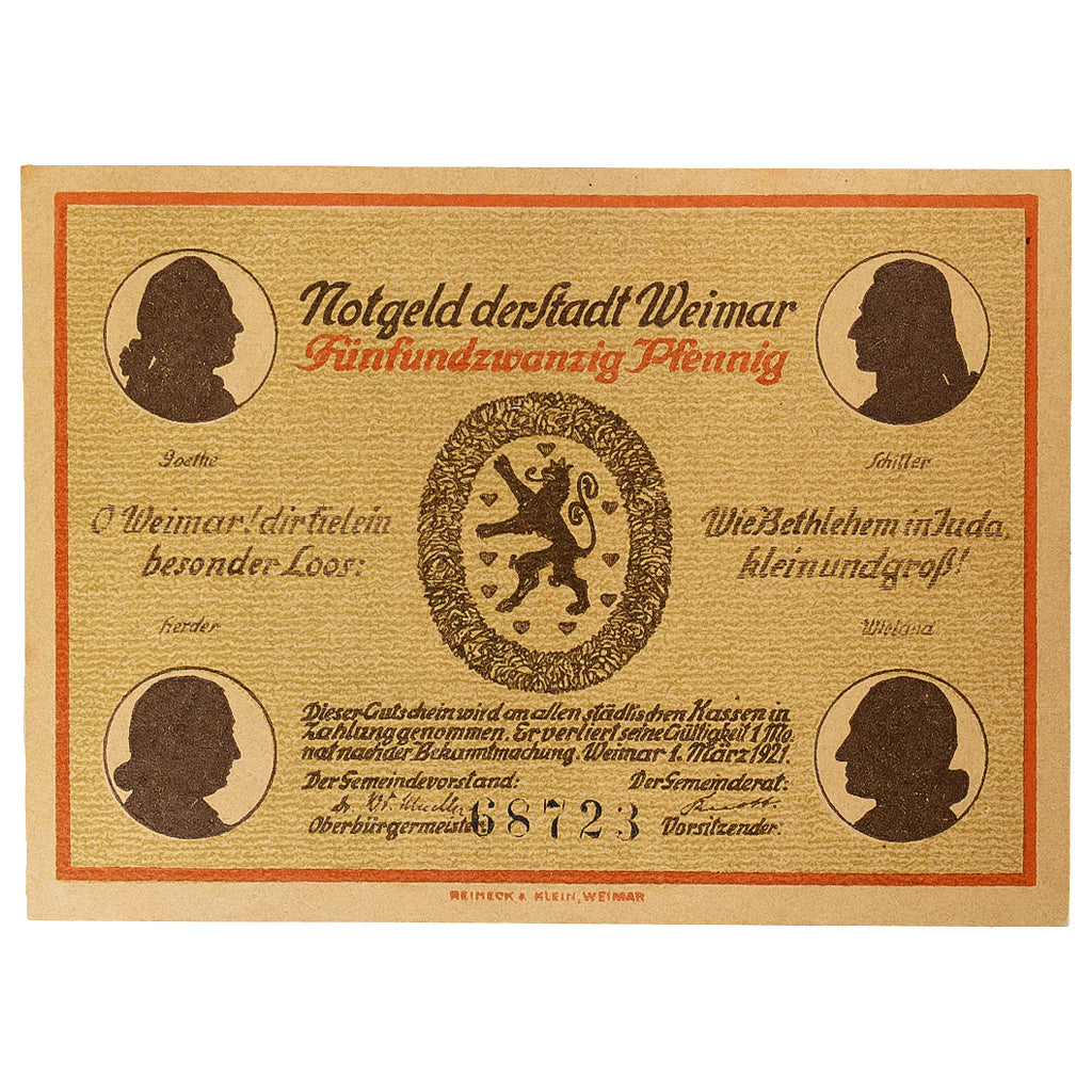 Banconote, Germania, Weimar, 25 Pfennig, Blason 1921-03-01, SPL Mehl:1398.1a