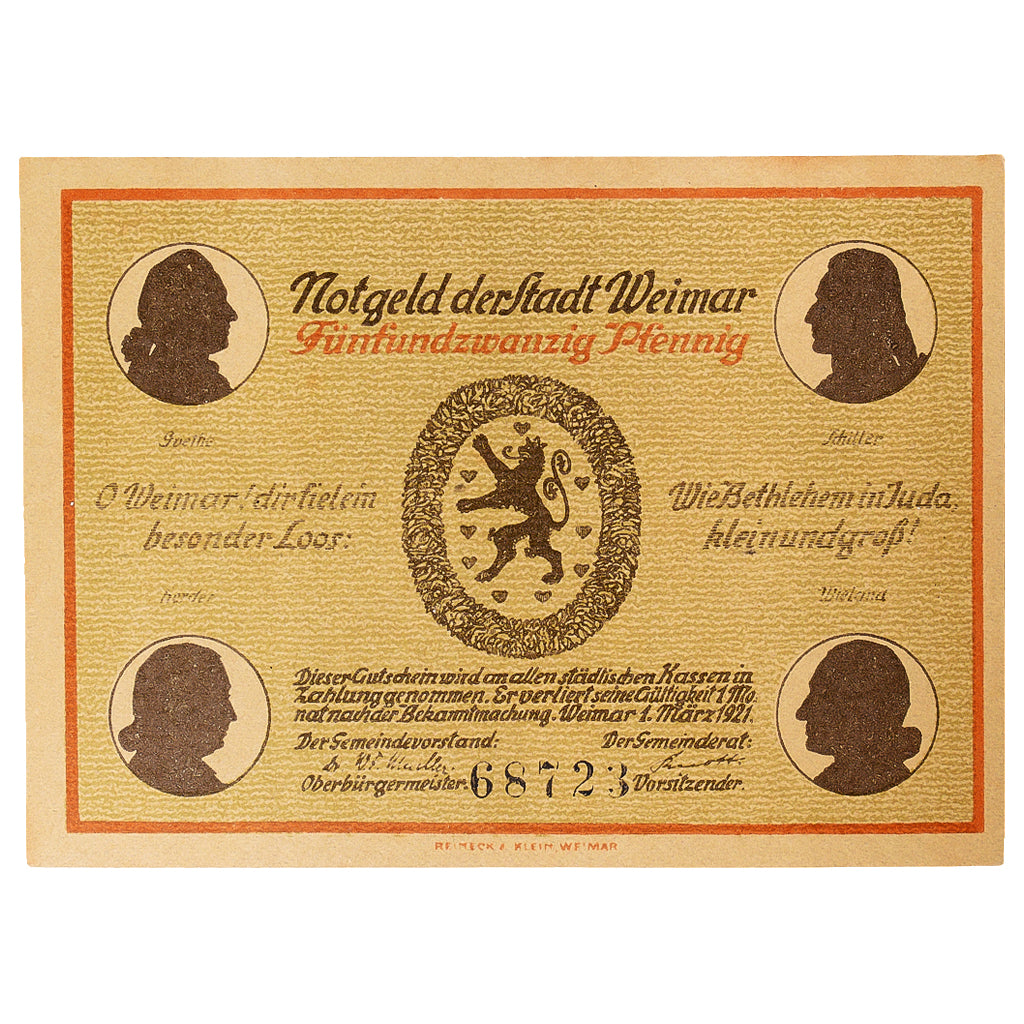 Geldschein, Deutschland, Weimar, 25 Pfennig, personnage 1921, UNZ- Mehl:1398.1a
