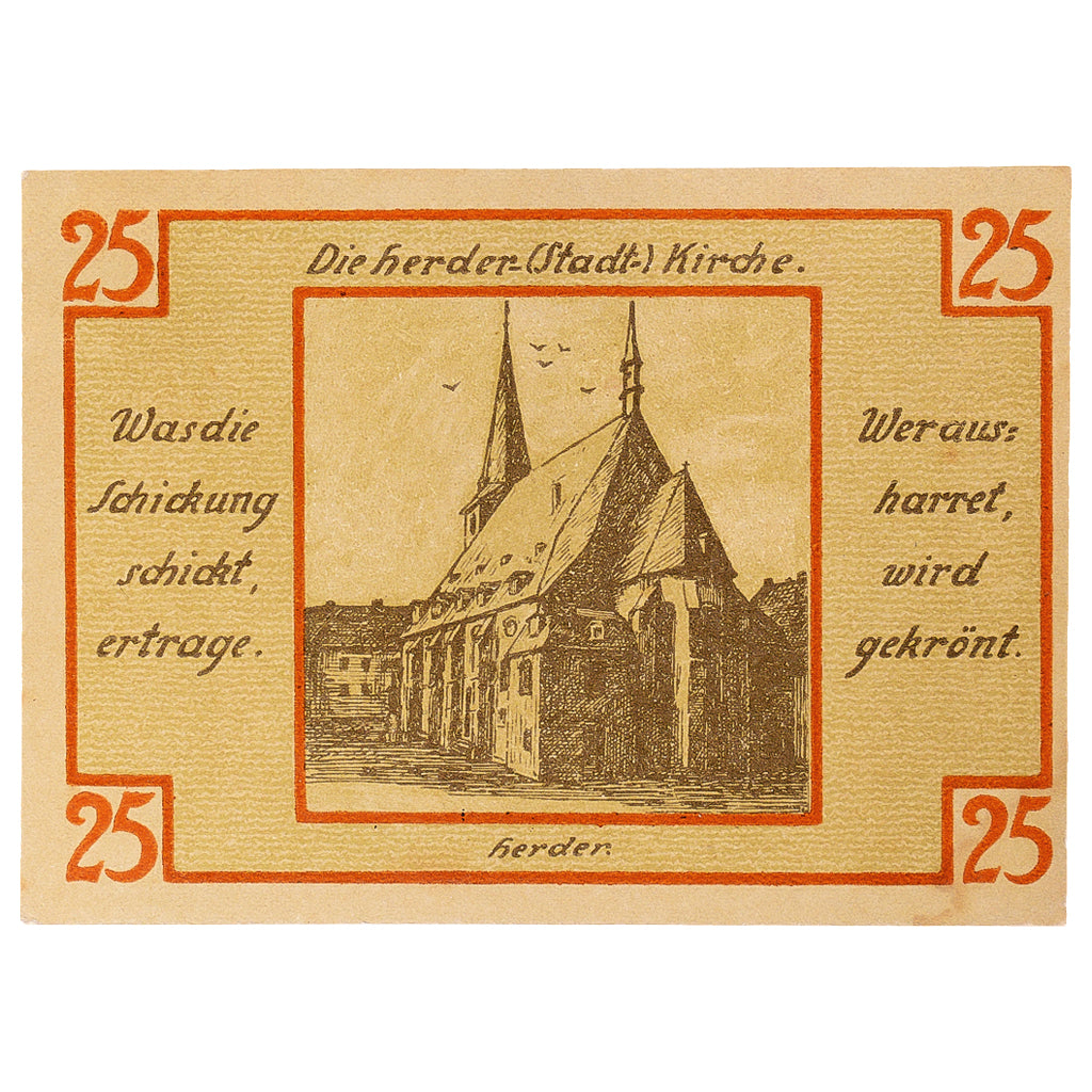 Banconote, Germania, Weimar, 25 Pfennig, Eglise 1921-03-01, SPL- Mehl:1398.1a