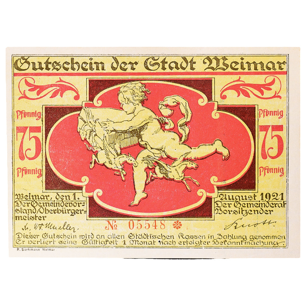Banconote, Germania, Weimar, 75 Pfennig, personnage, 1921 SPL Mehl:1398.7