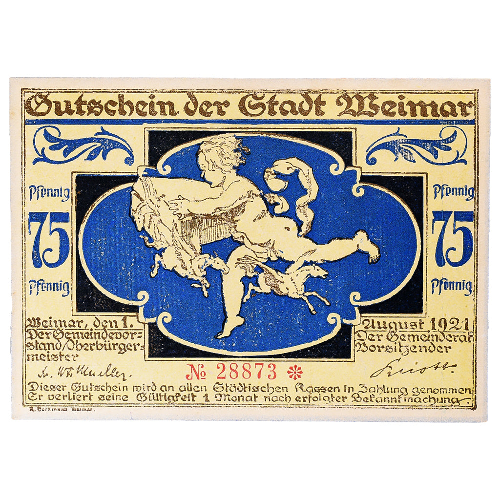 Banconote, Germania, Weimar, 75 Pfennig, marche 1921-08-01, SPL Mehl:1398.7