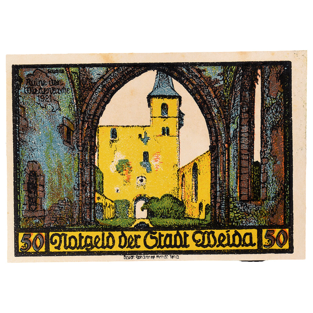 Geldschein, Deutschland, Weida, 50 Pfennig, château 1921-09-30, VZ Mehl:1391.2