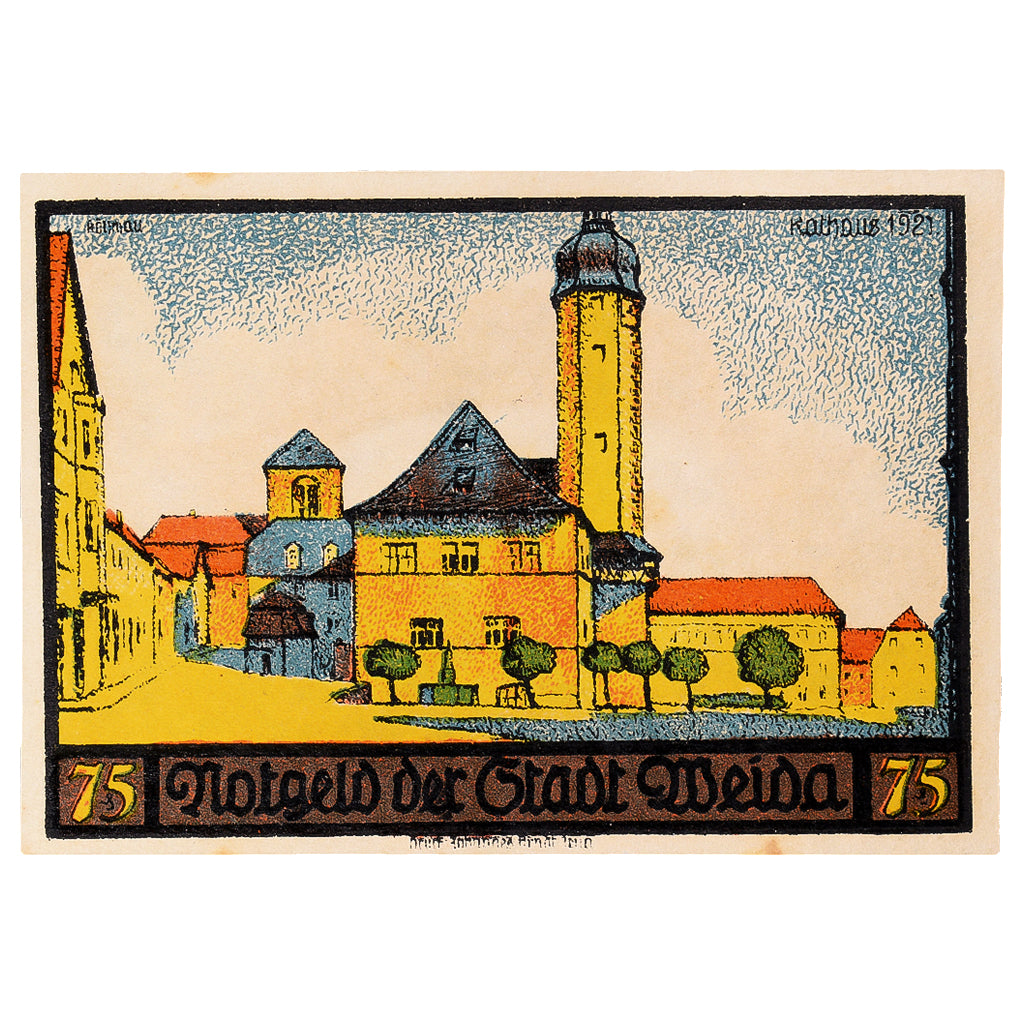 Banconote, Germania, Weida, 75 Pfennig, rue, 1921, 1921-09-30, SPL, Mehl:1391.2