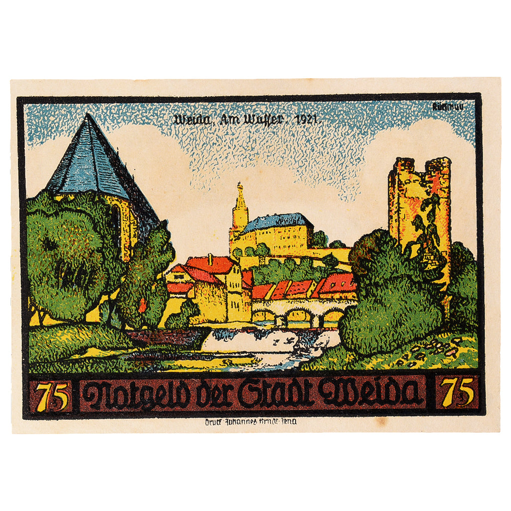 Banconote, Germania, Weida, 75 Pfennig, château, 1921 SPL Mehl:1391.2