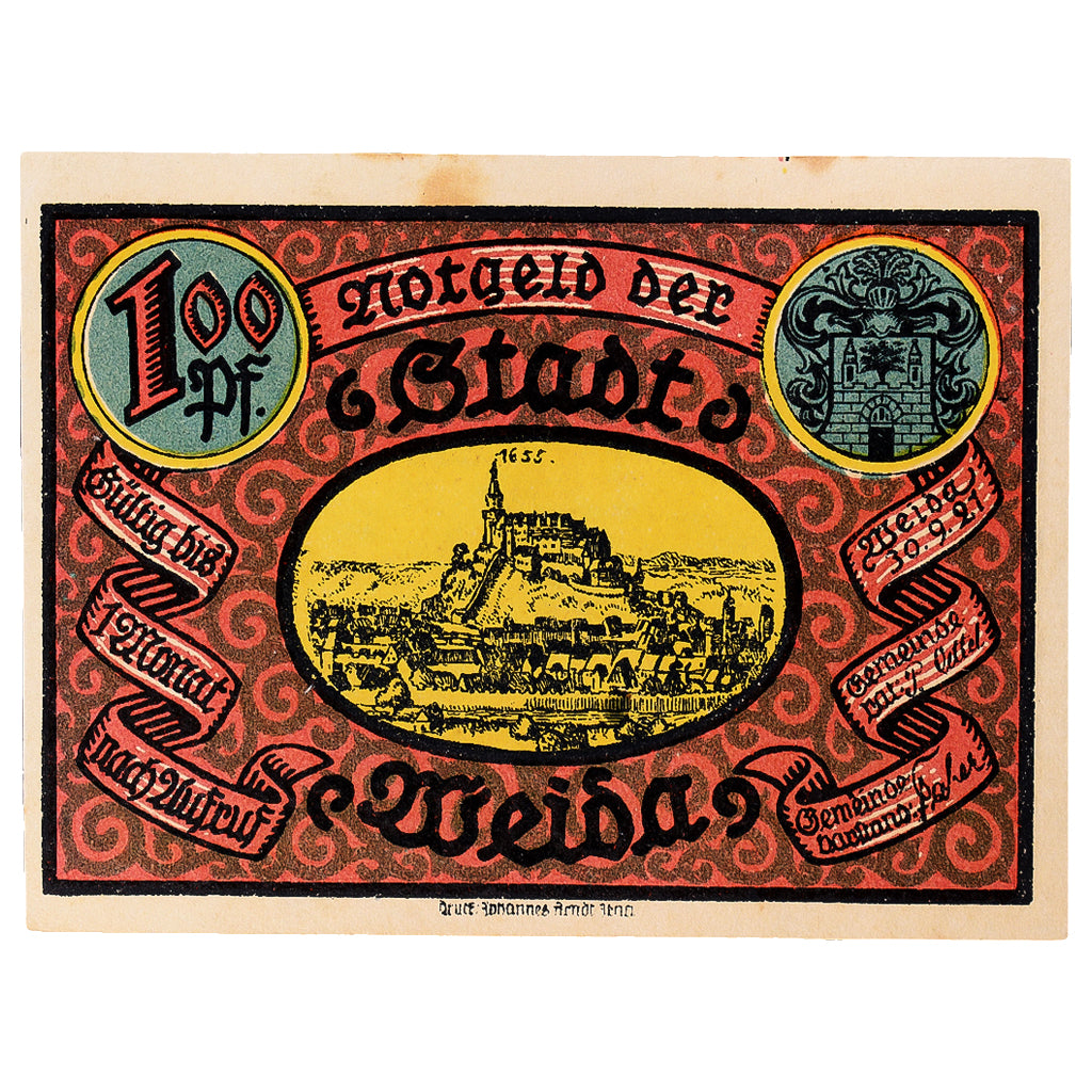 Banconote, Germania, Weida, 100 Pfennig, Ville 1921-09-30, SPL- Mehl:1391.2