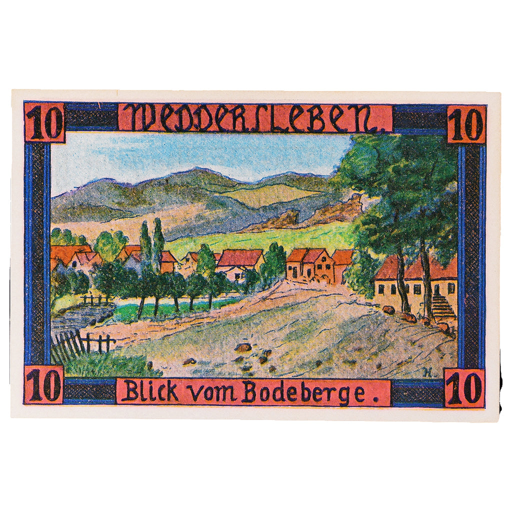 Banknot, Niemcy, Weddersleben, 10 Pfennig, paysage 1921 UNC(63) Mehl:1386.2
