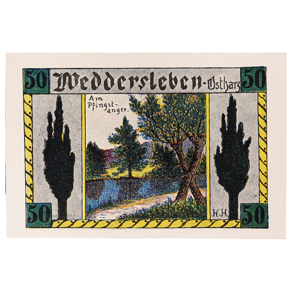 Banconote, Germania, Weddersleben, 50 Pfennig, arbre, 1921, SPL, Mehl:1386.3
