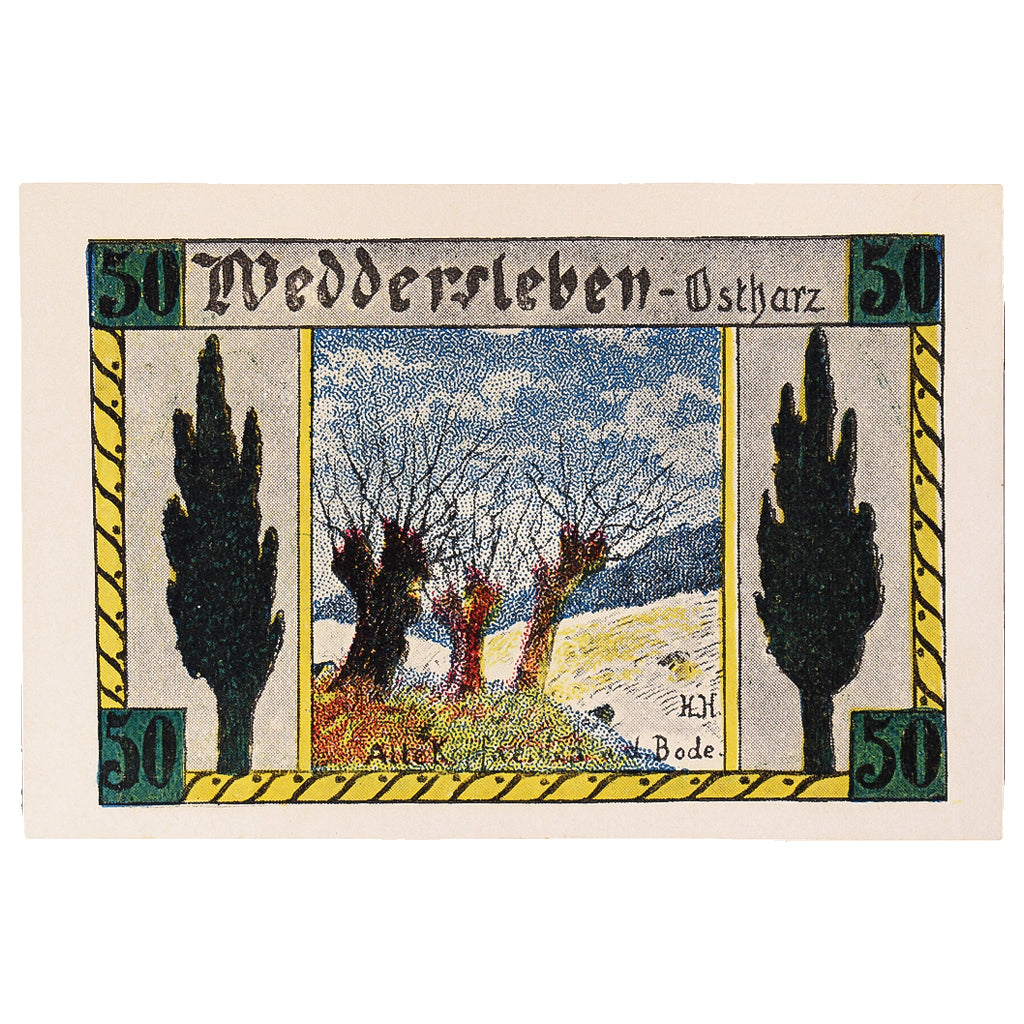 Banknot, Niemcy, Weddersleben, 50 Pfennig, Fleur, 1921, UNC(63), Mehl:1386.3