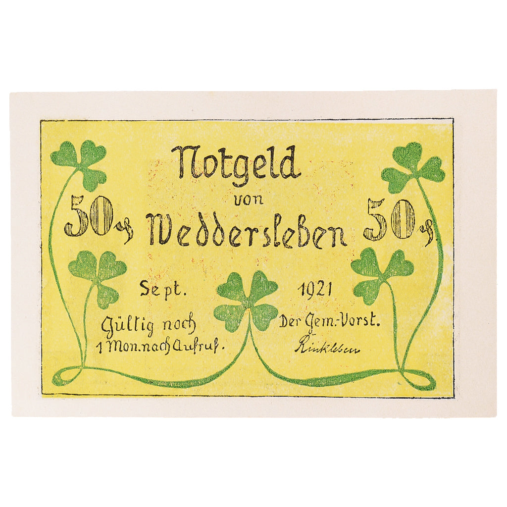 Geldschein, Deutschland, Weddersleben, 50 Pfennig, fleuve 1921, UNZ- Mehl:1386.3
