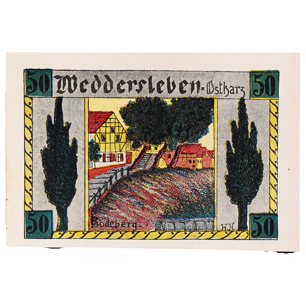 Banknote, Germany, Weddersleben, 50 Pfennig, chemin, 1921, UNC(63), Mehl:1386.3