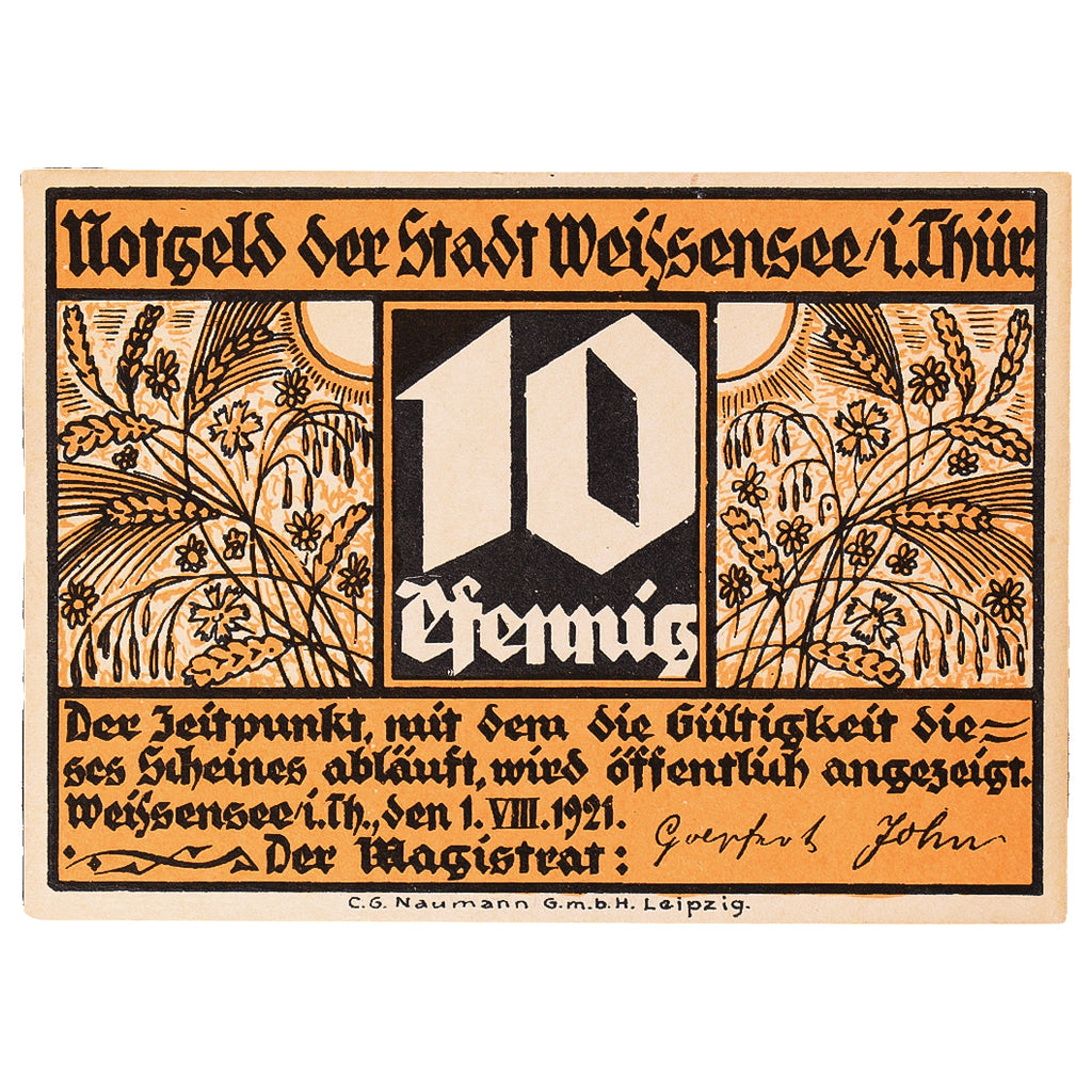Banconote, Germania, Weissensee, 10 Pfennig, poisson 1921 SPL Mehl:1404.1