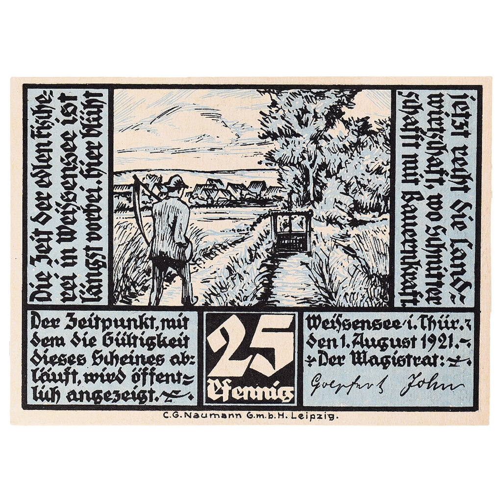 Geldschein, Deutschland, Weissensee, 25 Pfennig, champs, 1921 UNZ- Mehl:1404.1
