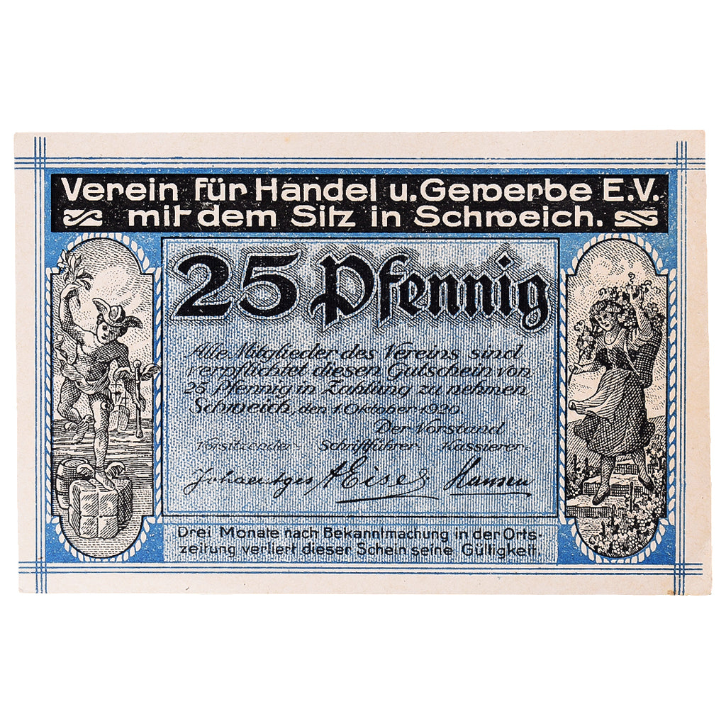 Banknot, Niemcy, Schweich, 25 Pfennig, pont, 1920-10-01, UNC(63) Mehl:1209.1