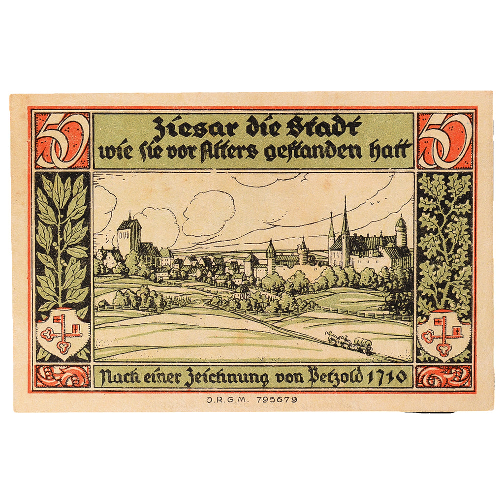 Banknot, Niemcy, Ziesar, 50 Pfennig, château, 1920, UNC(63), Mehl:1473.1