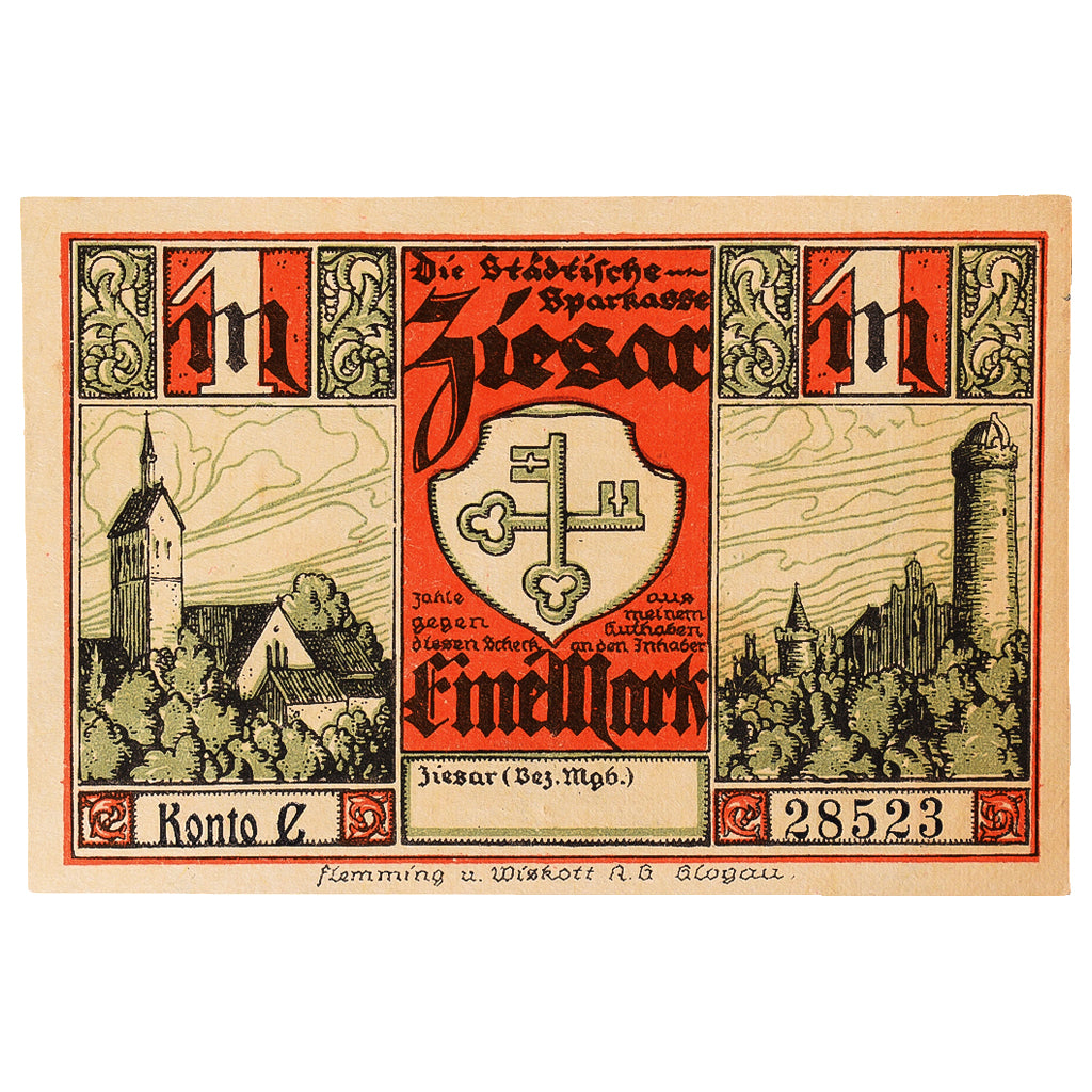 Banconote, Germania, Ziesar, 1 Mark, personnage, 1920, SPL, Mehl:1473.1