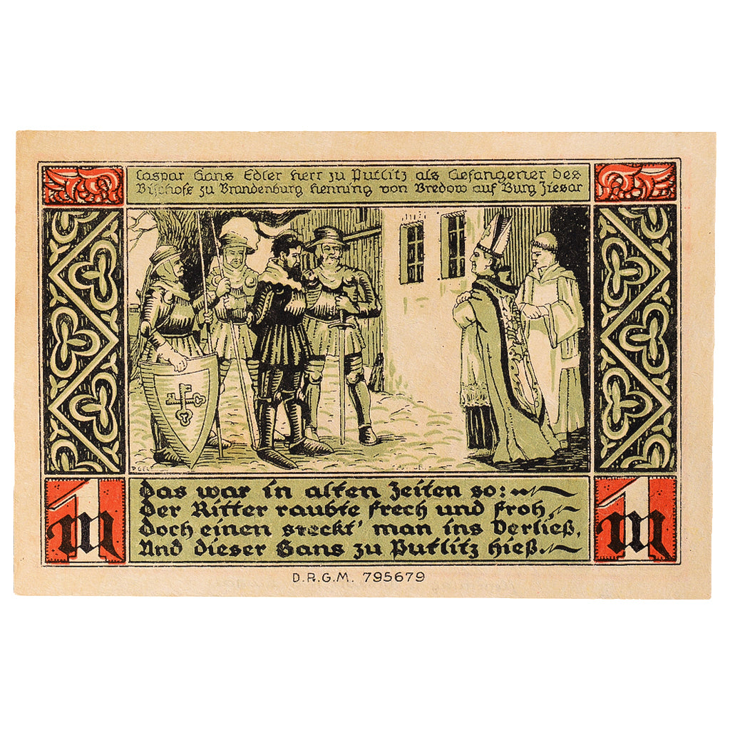 Banconote, Germania, Ziesar, 1 Mark, personnage, 1920, SPL, Mehl:1473.1