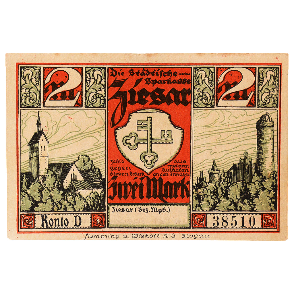 Banconote, Germania, Ziesar, 2 Mark, Eglise, 1920, SPL-, Mehl:1473.1
