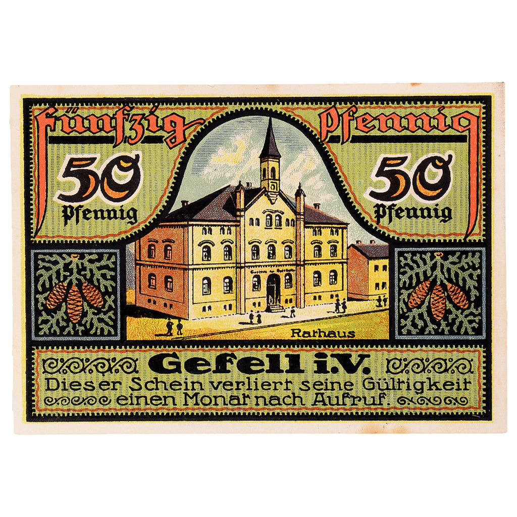 Geldschein, Deutschland, Ziegenrück, 50 Pfennig, mairie, 1921 UNZ- Mehl:1471.1