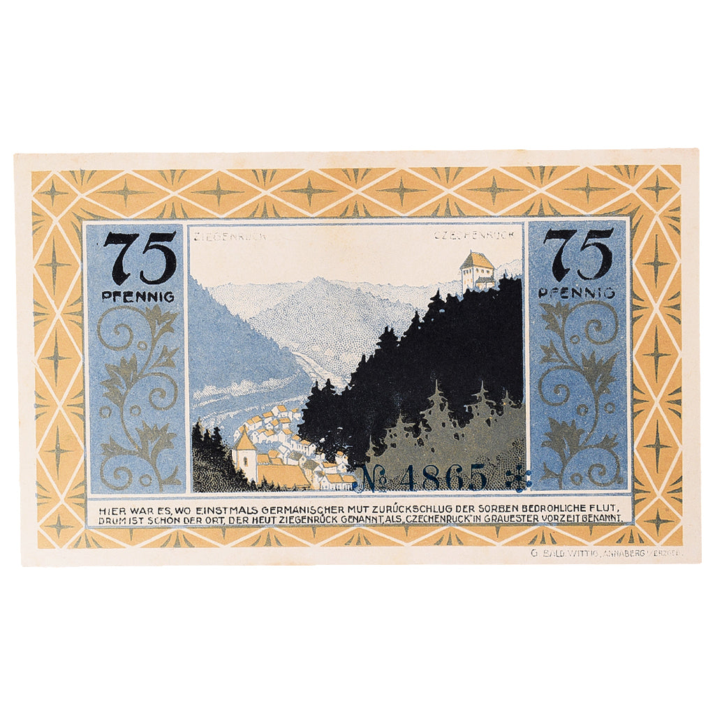 Banconote, Germania, Ziegenrück, 75 Pfennig, paysage, 1921 SPL Mehl: 1472.1a