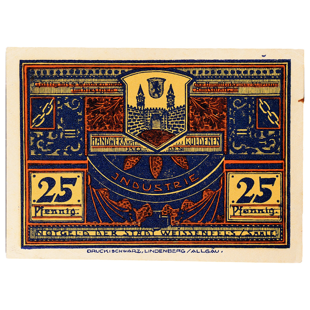 Geldschein, Deutschland, Weissenfels, 25 Pfennig Blason, 1921, UNZ- Mehl:1403.1a