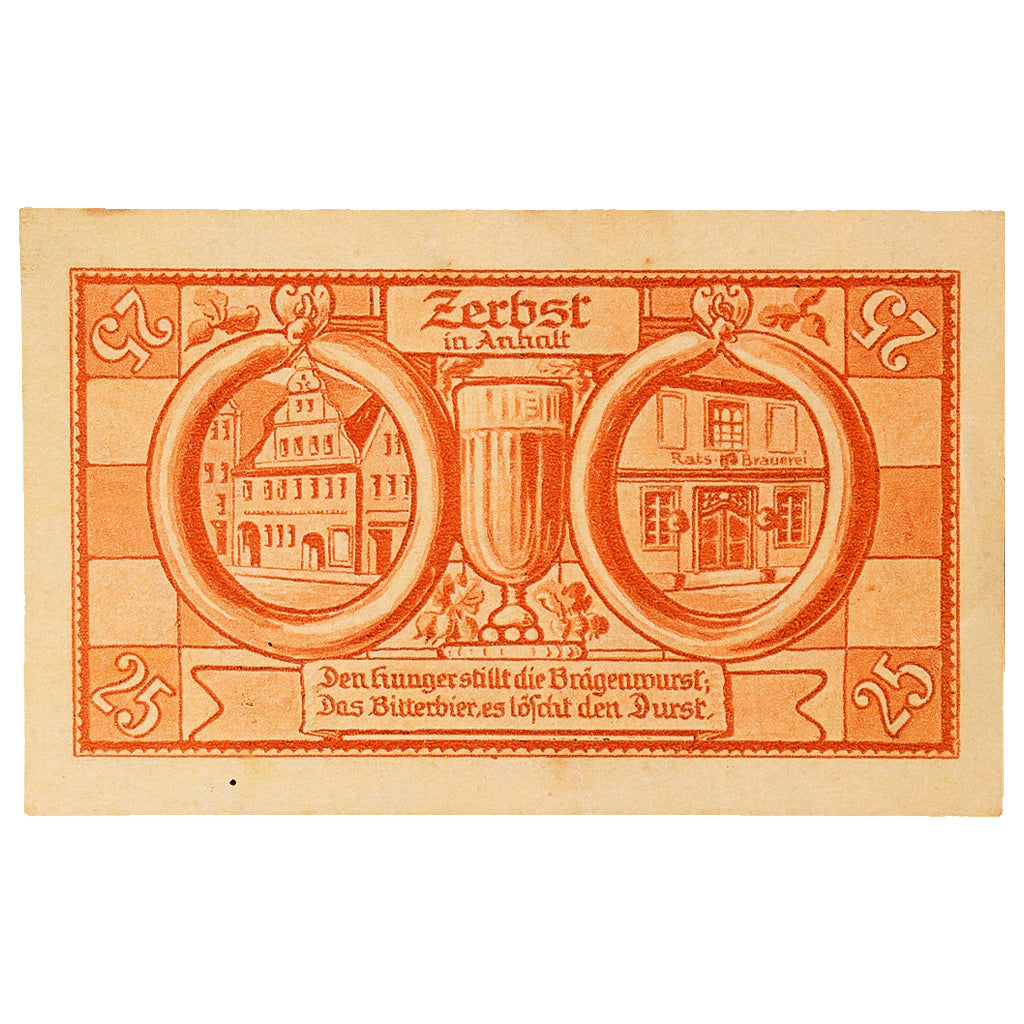 Banconote, Germania, Zerbst, 25 Pfennig, Blason 1921-07-01, SPL- Mehl:1469.2