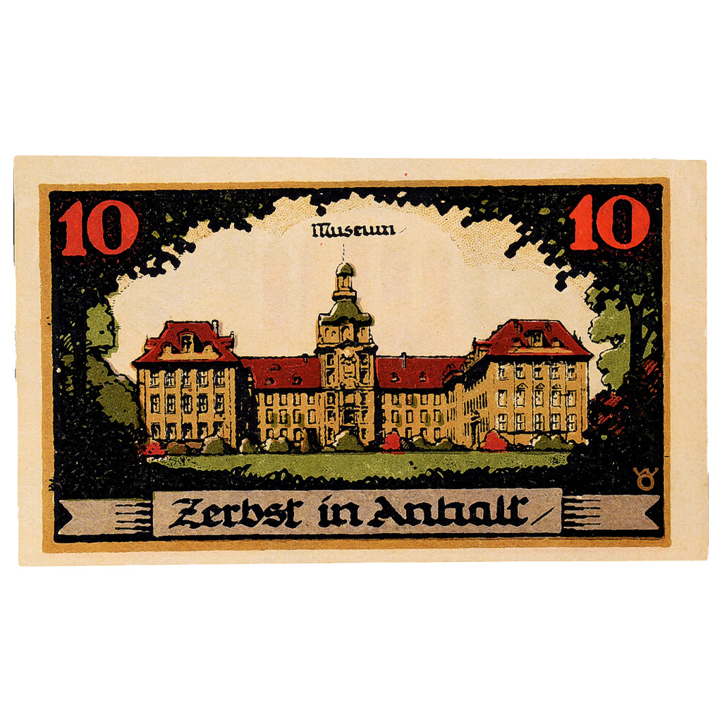Banconote, Germania, Zerbst, 10 Pfennig, musée 1921-07-01, SPL Mehl:1469.2a
