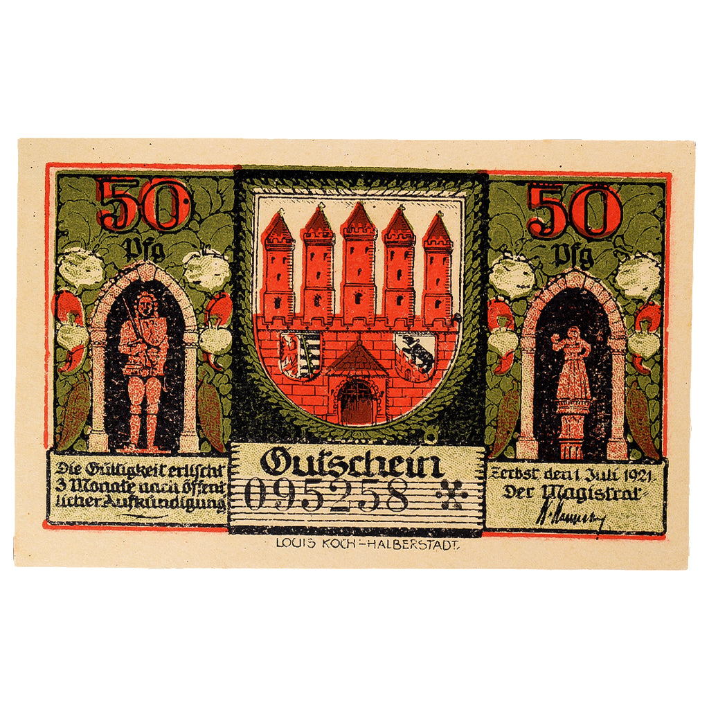 Geldschein, Deutschland, Zerbst, 50 Pfennig, porte 1921-07-01, UNZ- Mehl:1469.2a