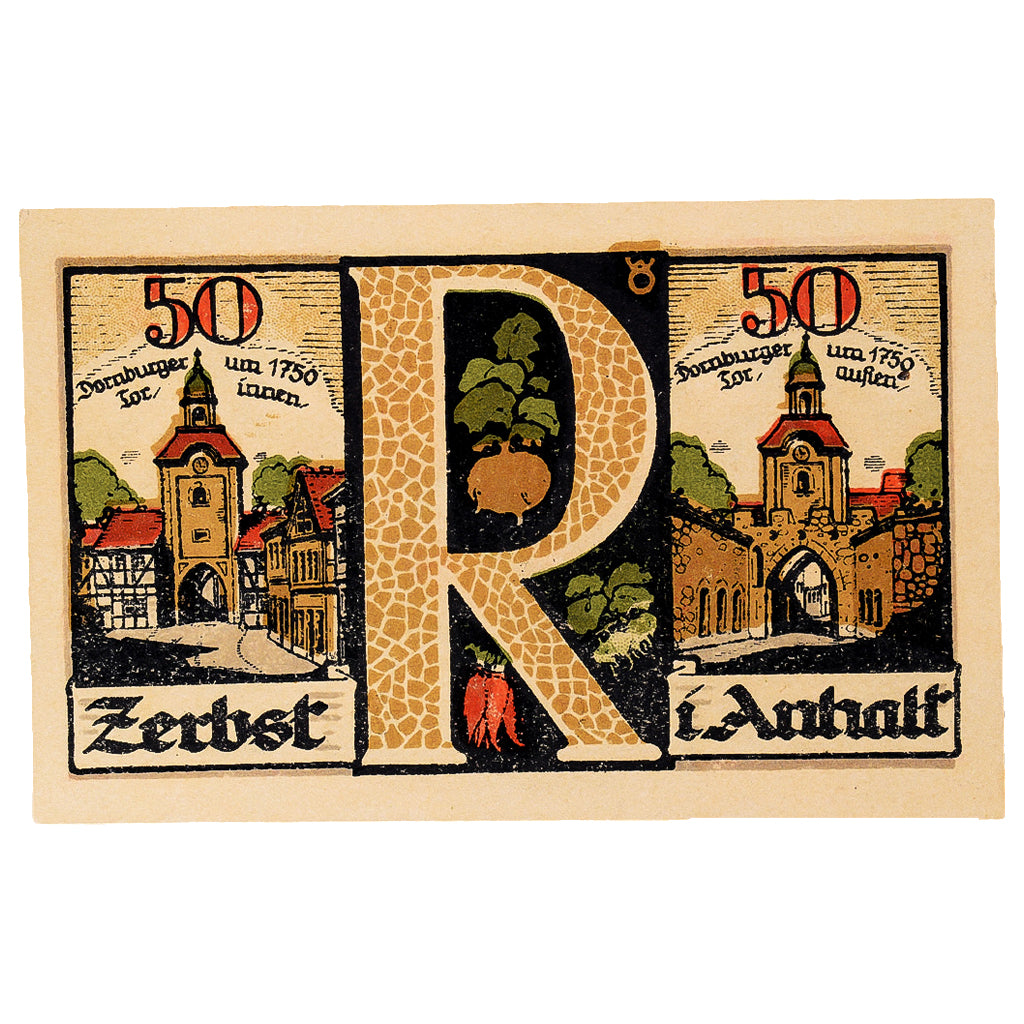 Geldschein, Deutschland, Zerbst, 50 Pfennig, porte 1921-07-01, UNZ- Mehl:1469.2a