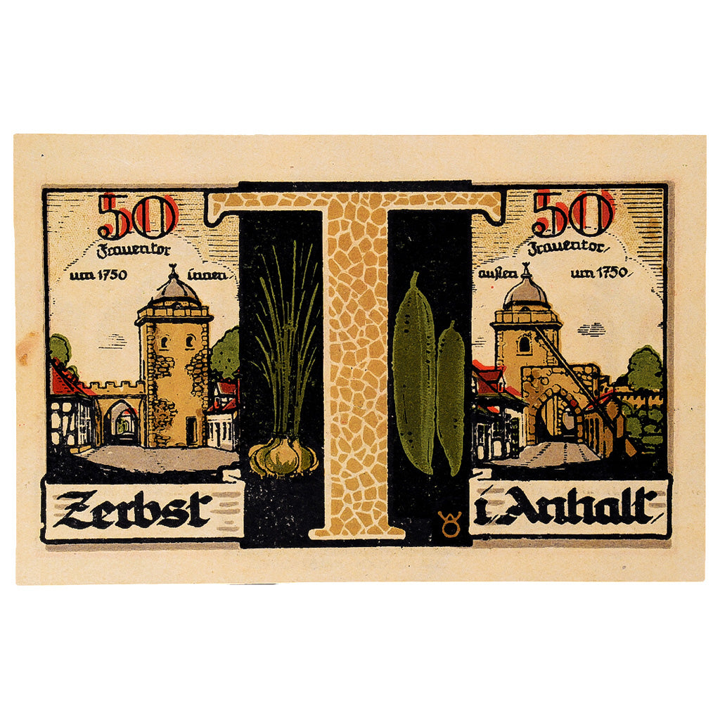 Banconote, Germania, Zerbst, 50 Pfennig, Blason 1921-07-01, SPL Mehl:1469.2a