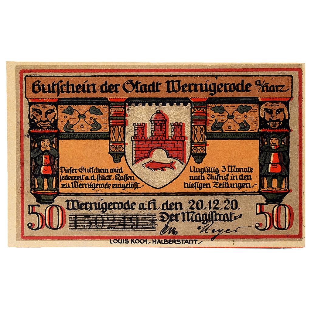 Banconote, Germania, Wernigerode, 50 Pfennig, manoir, 1920 SPL Mehl:1407.2