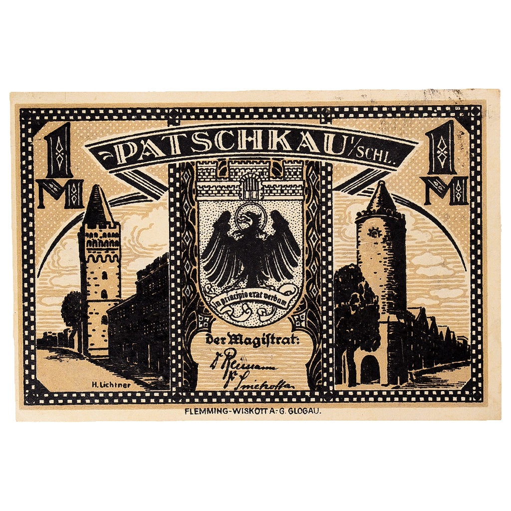 Banconote, Germania, Patschkau, 1 Mark, château, 1922, SPL, Mehl:1052.2