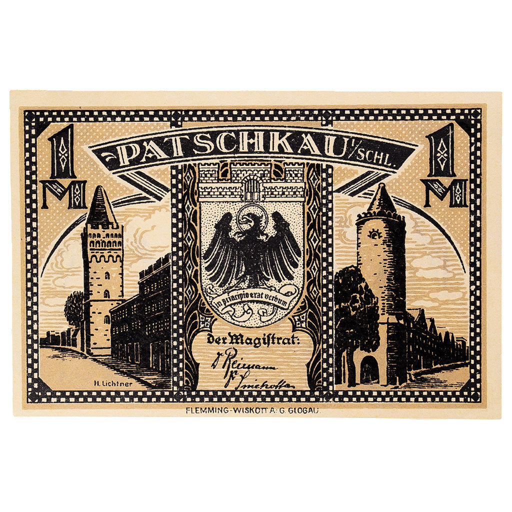 Geldschein, Deutschland, Patschkau, 1 Mark, personnage, 1922, UNZ-, Mehl:1052.2