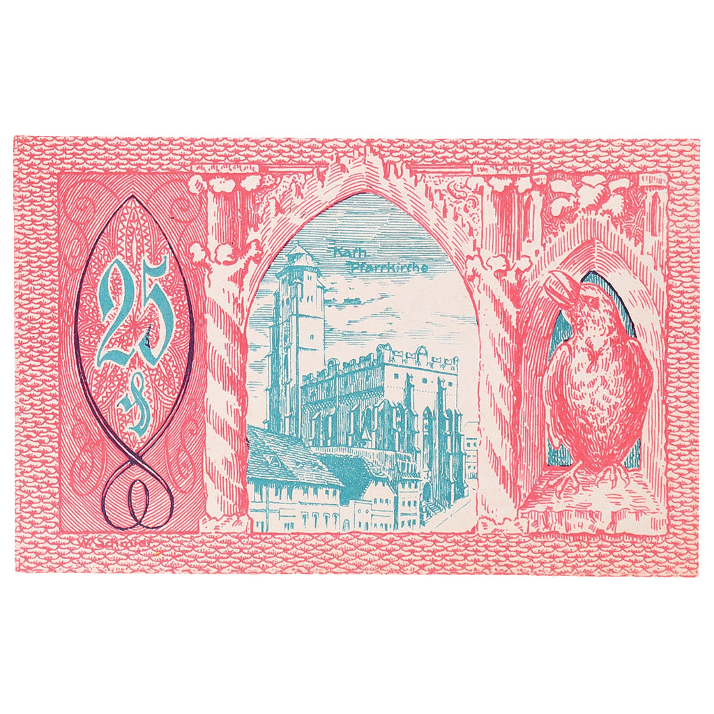Banconote, Germania, Patschkau, 25 Pfennig, cathédrale, 1921, SPL, Mehl:1052.1