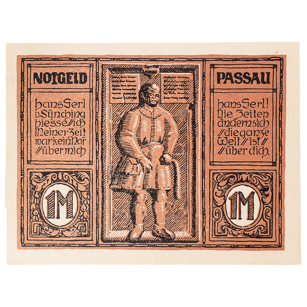 Geldschein, Deutschland, Passau, 1 Mark, personnage, 1921, UNZ-, Mehl:1051.1a