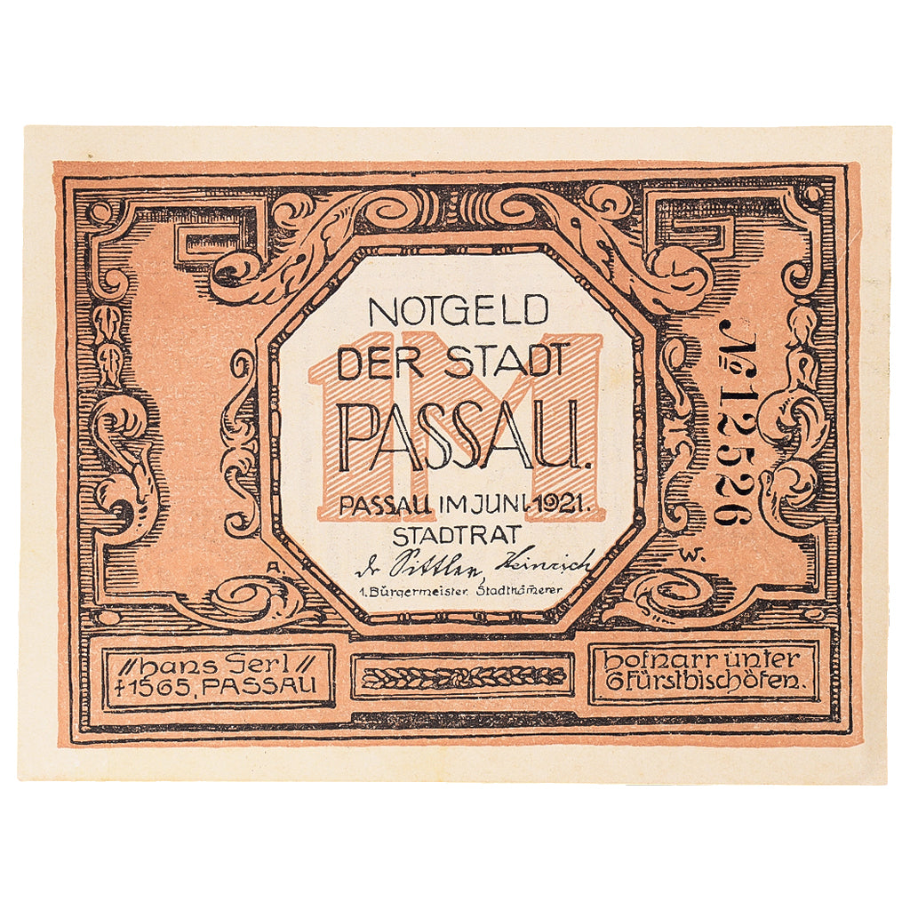 Geldschein, Deutschland, Passau, 1 Mark, personnage, 1921, UNZ-, Mehl:1051.1a