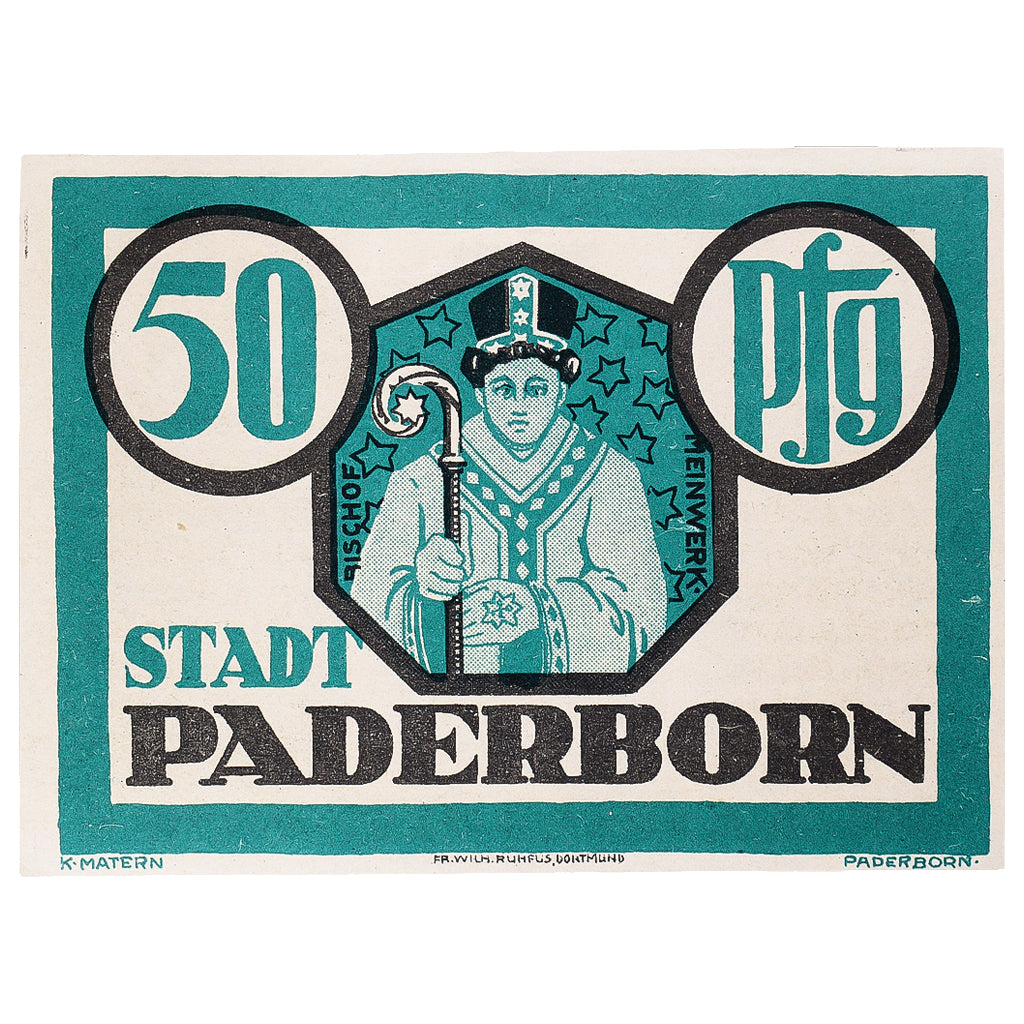 Banconote, Germania, Paderborn, 50 Pfennig, personnage 1921 SPL Mehl:1043.1