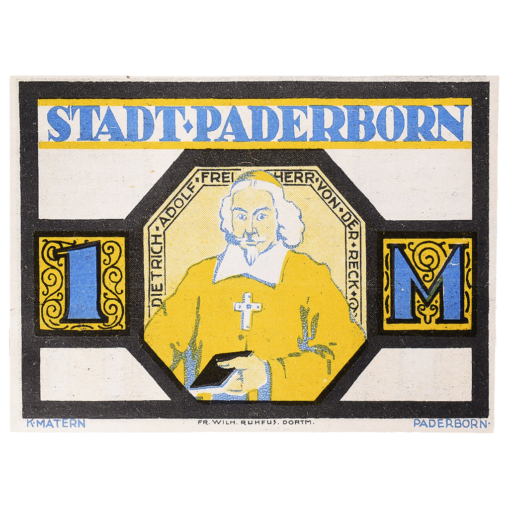 Banknot, Niemcy, Paderborn, 1 Mark, Eglise 1921-11-10, UNC(63) Mehl:1043.1