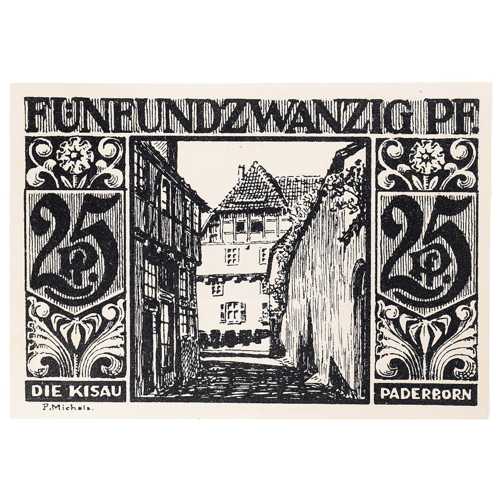 Geldschein, Deutschland, Paderborn, 25 Pfennig, rue 1921-11-10, UNZ- Mehl:1043.6
