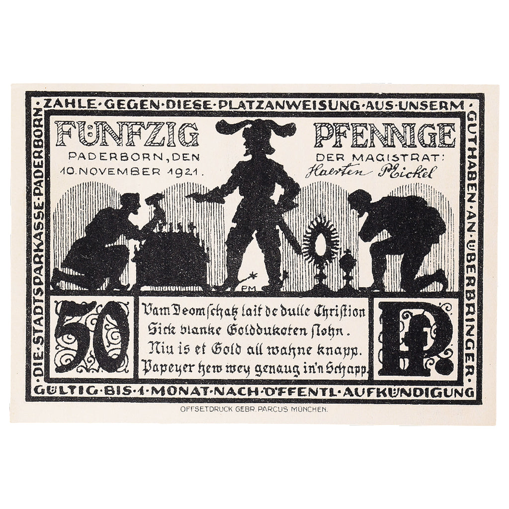 Banconote, Germania, Paderborn, 50 Pfennig, village 1921-11-10, SPL Mehl:1043.6