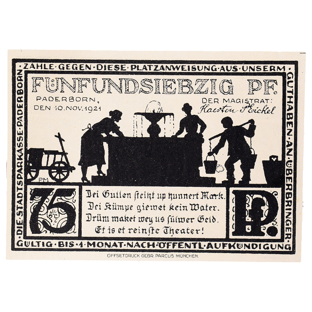 Billete, Alemania, Paderborn, 75 Pfennig, Eglise 1921-11-10, SC Mehl:1043.6